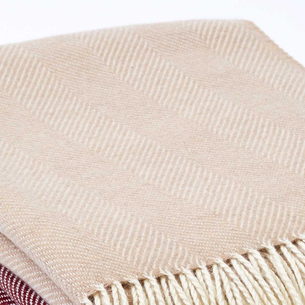 Beige Wool Blanket - Cotswold Stone Essential Throw - Tolly McRae