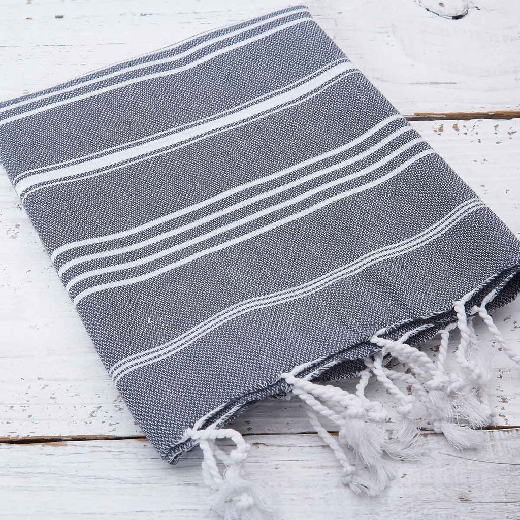 Anthracite Striped Grey Hand Towel - Tolly McRae