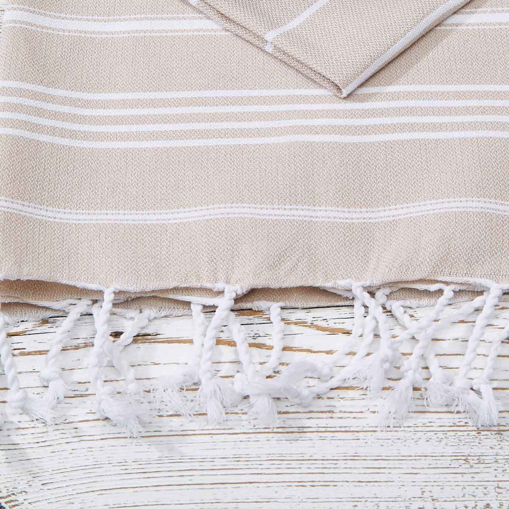 Beige Striped Hand Towel / Kitchen Towel - Tolly McRae