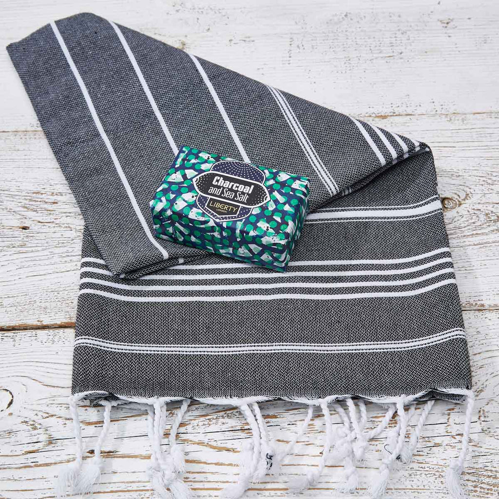 Black and White Striped Hand Towel - Tolly McRae