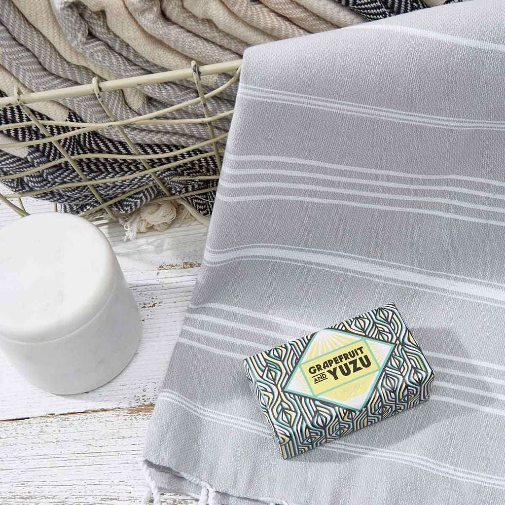 Light Grey Striped Hand Towel - Tolly McRae