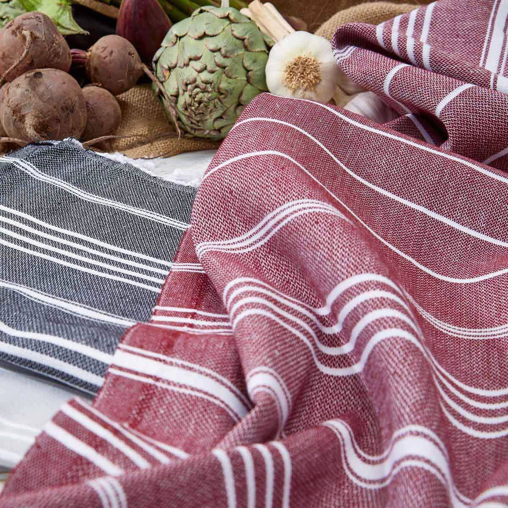 Beetroot Burgundy Striped Hand Towel / Kitchen Towel - Tolly McRae