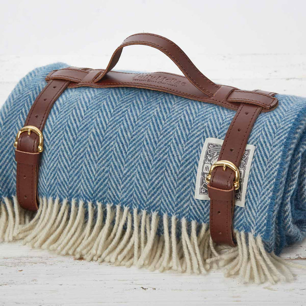 Picnic Rug / Chunky Blanket - Cornish Blue - Tolly McRae