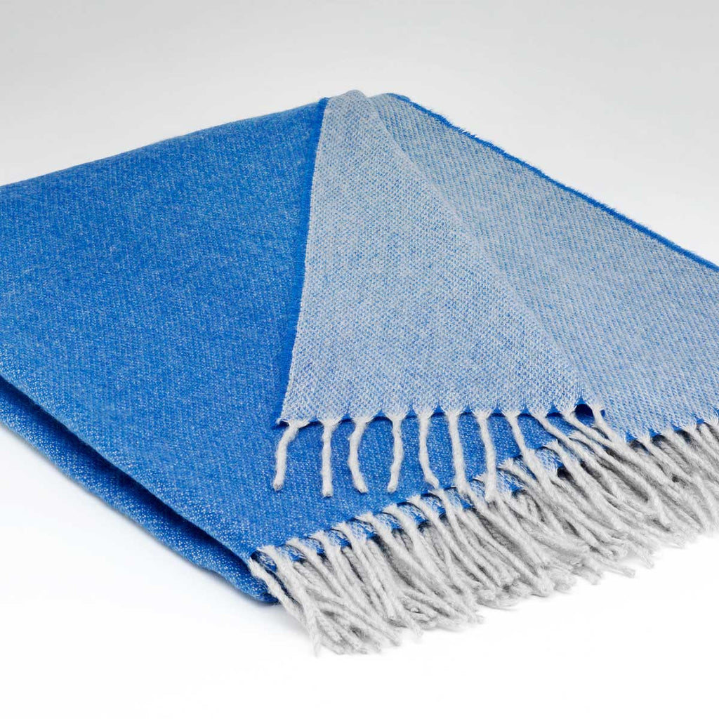 Pure Cashmere Throw - Cobalt Blue Two Tone - Tolly McRae