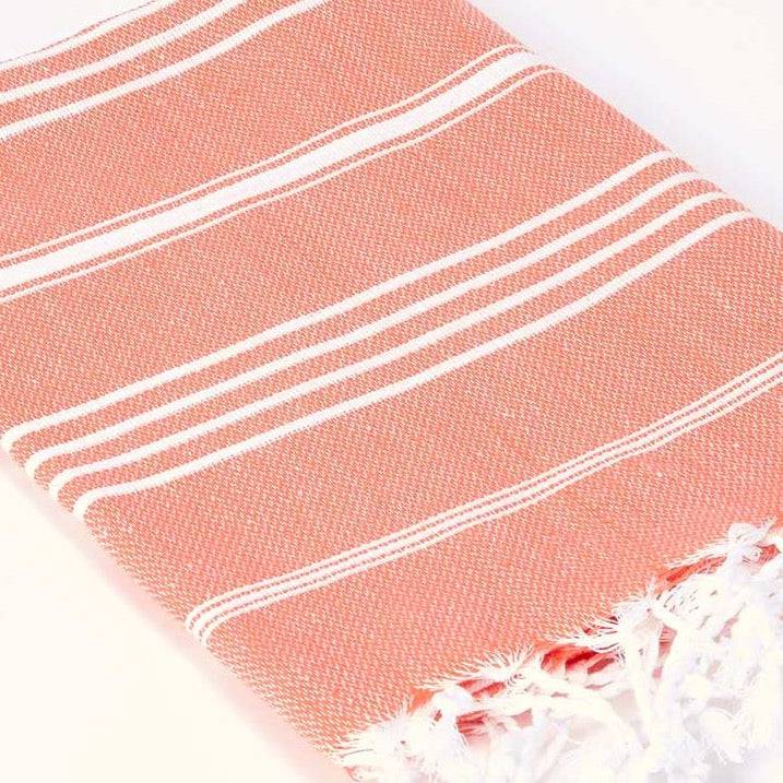 Coral Striped Hand Towel / Kitchen Towel - Tolly McRae