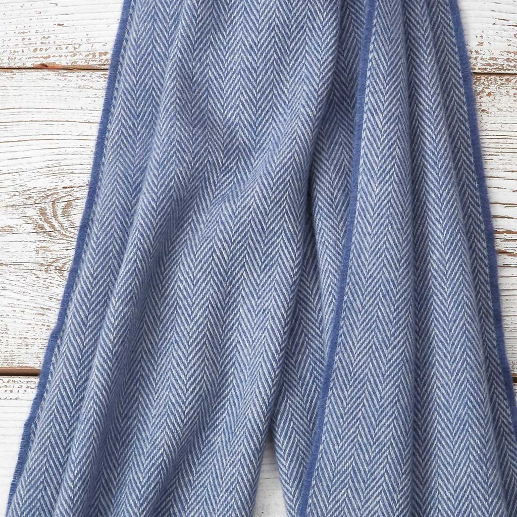 Large Cashmere Mix Scarf - Mid Blue - Tolly McRae
