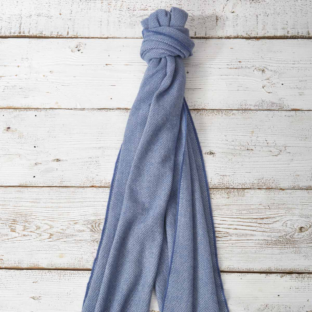 Large Cashmere Mix Scarf - Mid Blue - Tolly McRae