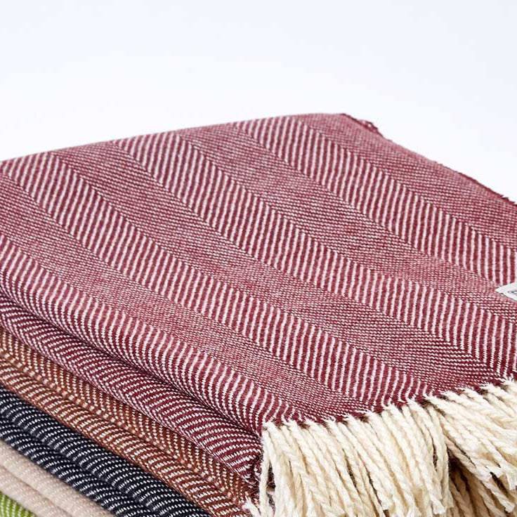 Burgundy Wool Blanket - Plum Essential Wool Throw - Tolly McRae