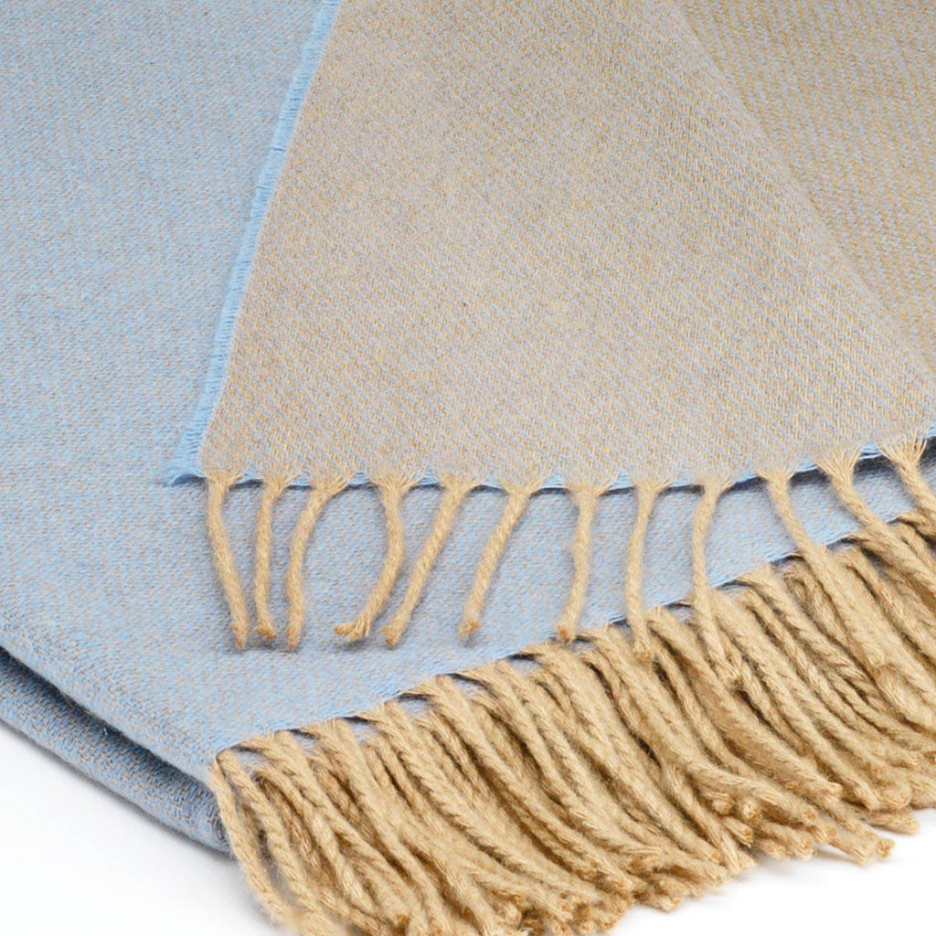 Pure Cashmere Throw - Pastel Blue Two Tone - Tolly McRae