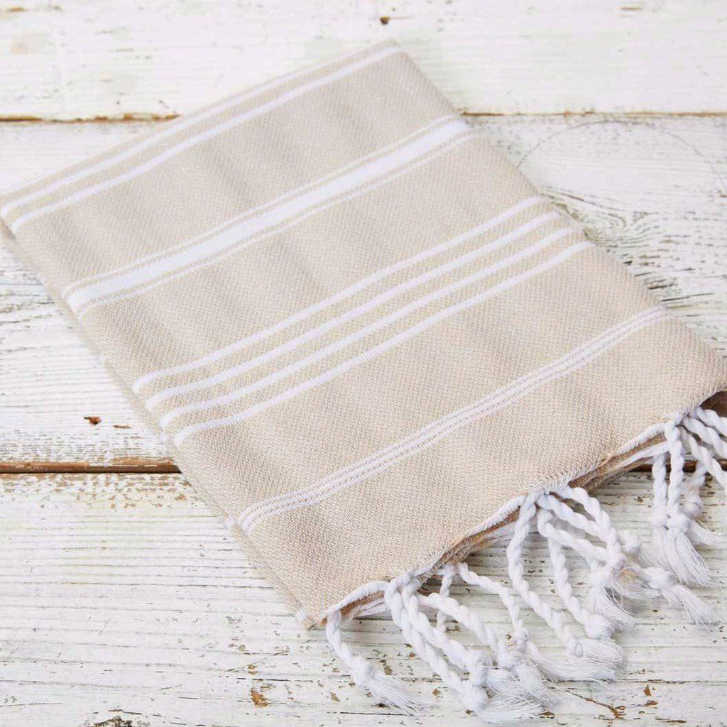 Beige Striped Hand Towel - Tolly McRae