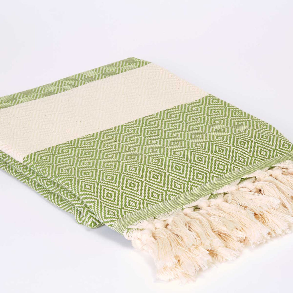 Hammam Towel / Bath Towel - Palm Green Geometric - Tolly McRae
