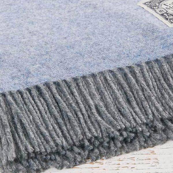 Pale Blue and Grey Reversible Wool Throw - Tolly McRae