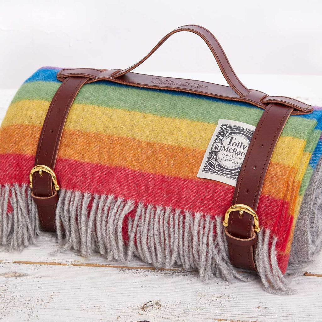 Rainbow Stripe Picnic Rug / Chunky Blanket - Tolly McRae