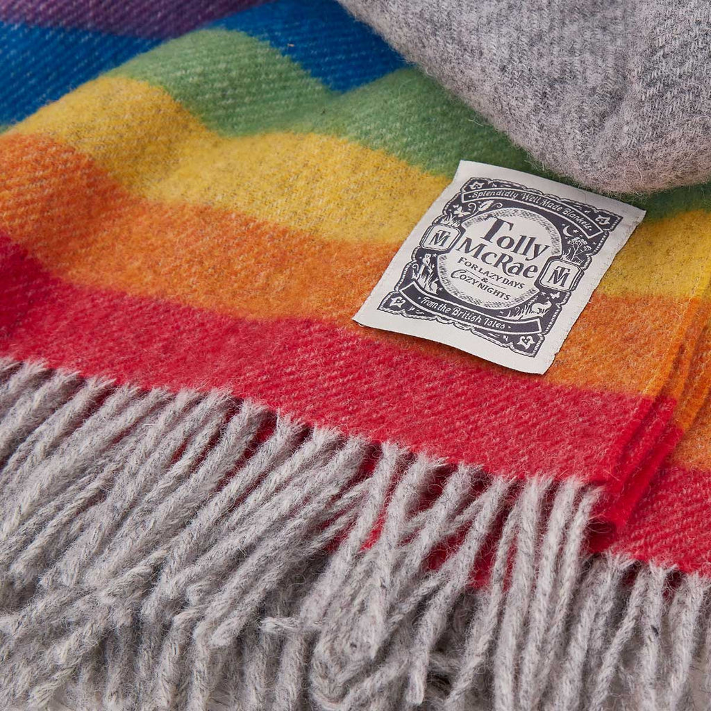 Rainbow Stripe Picnic Rug / Chunky Blanket - Tolly McRae