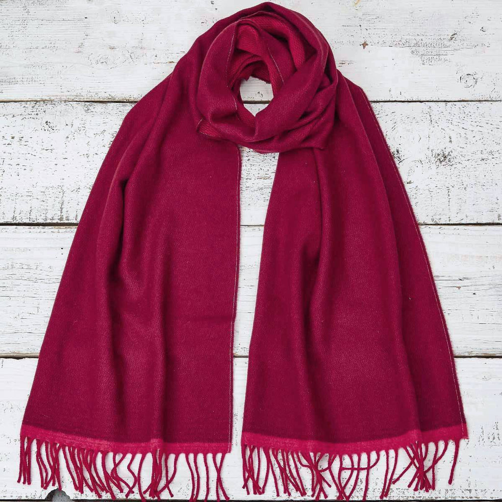 Large Cashmere Mix Red Scarf - Red & Pink Reversible - Tolly McRae