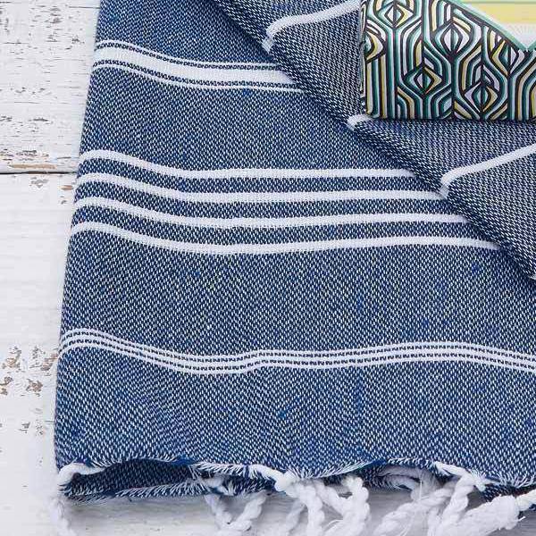 Navy Blue Striped Hand Towel - Tolly McRae