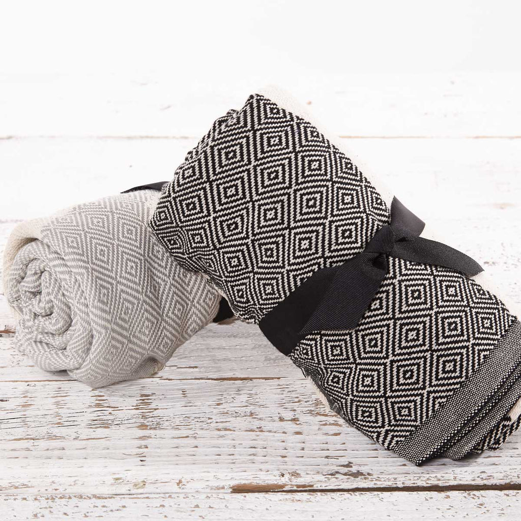 Hammam Towel / Bath Towel - Black and White Geometric - Tolly McRae
