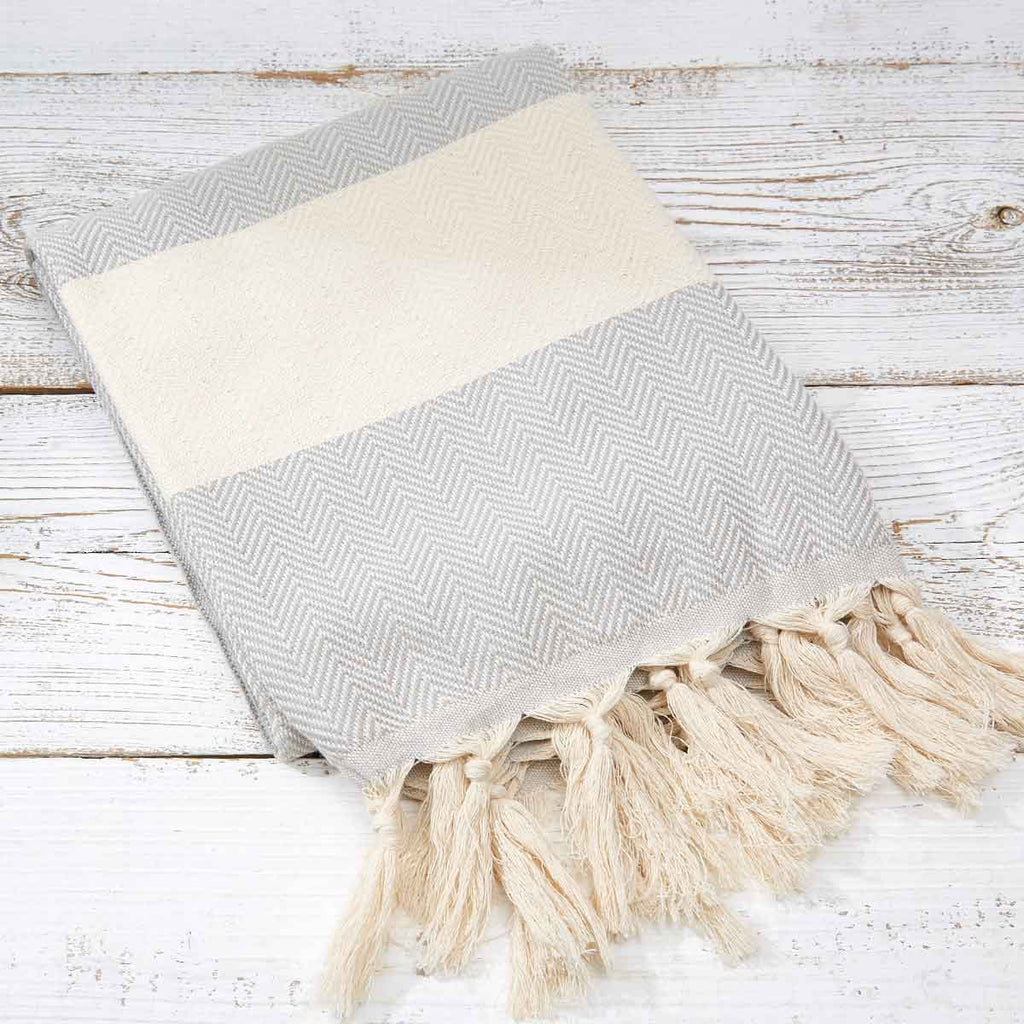 Hammam Towel / Bath Towel - Light Grey Herringbone - Tolly McRae