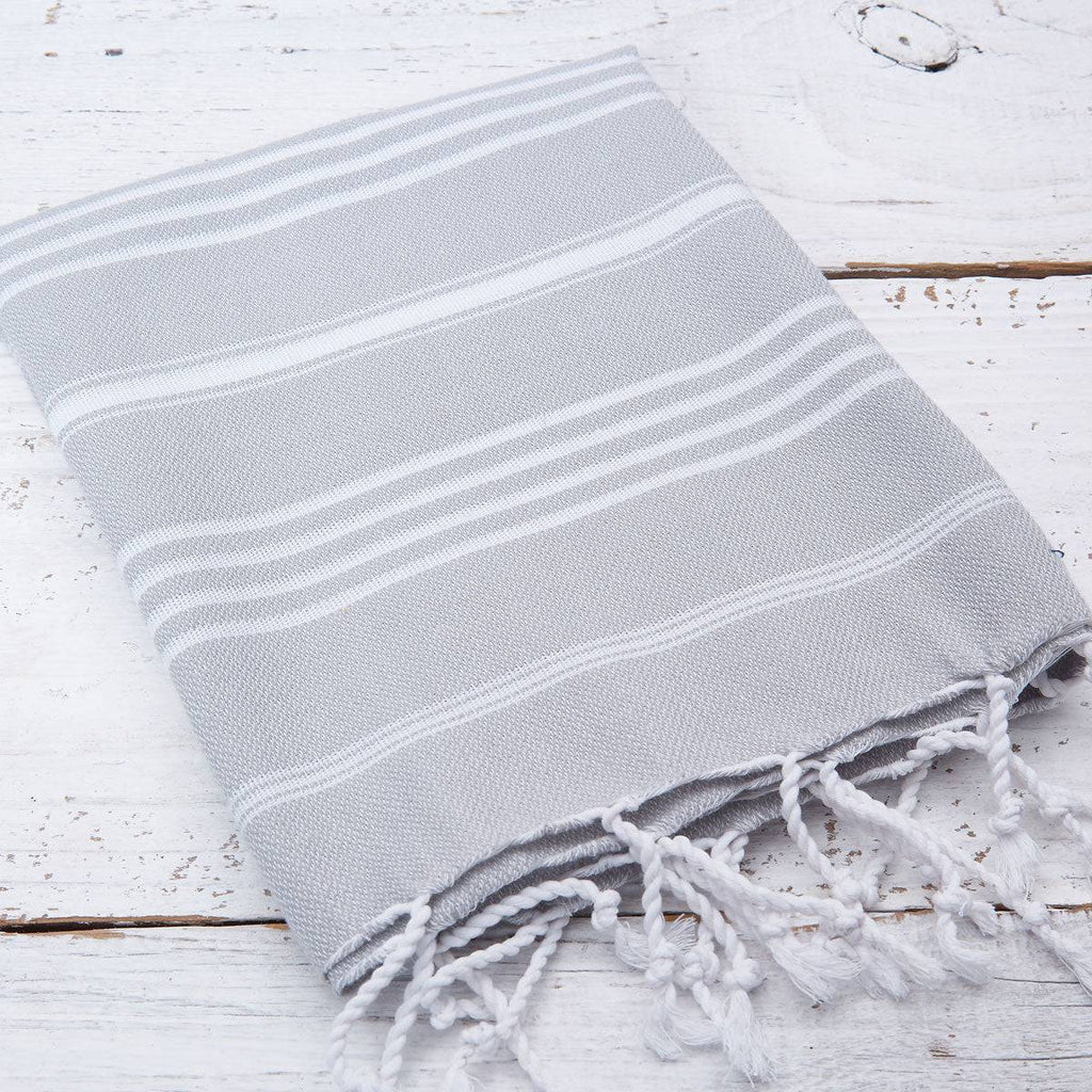 Light Grey Striped Hand Towel / Kitchen Towel - Tolly McRae