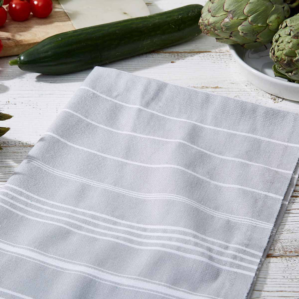 Light Grey Striped Hand Towel / Kitchen Towel - Tolly McRae