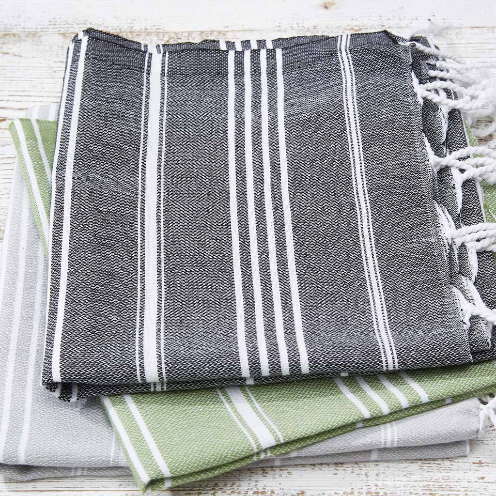 Sage Green Striped Hand Towel / Kitchen Towel - Tolly McRae