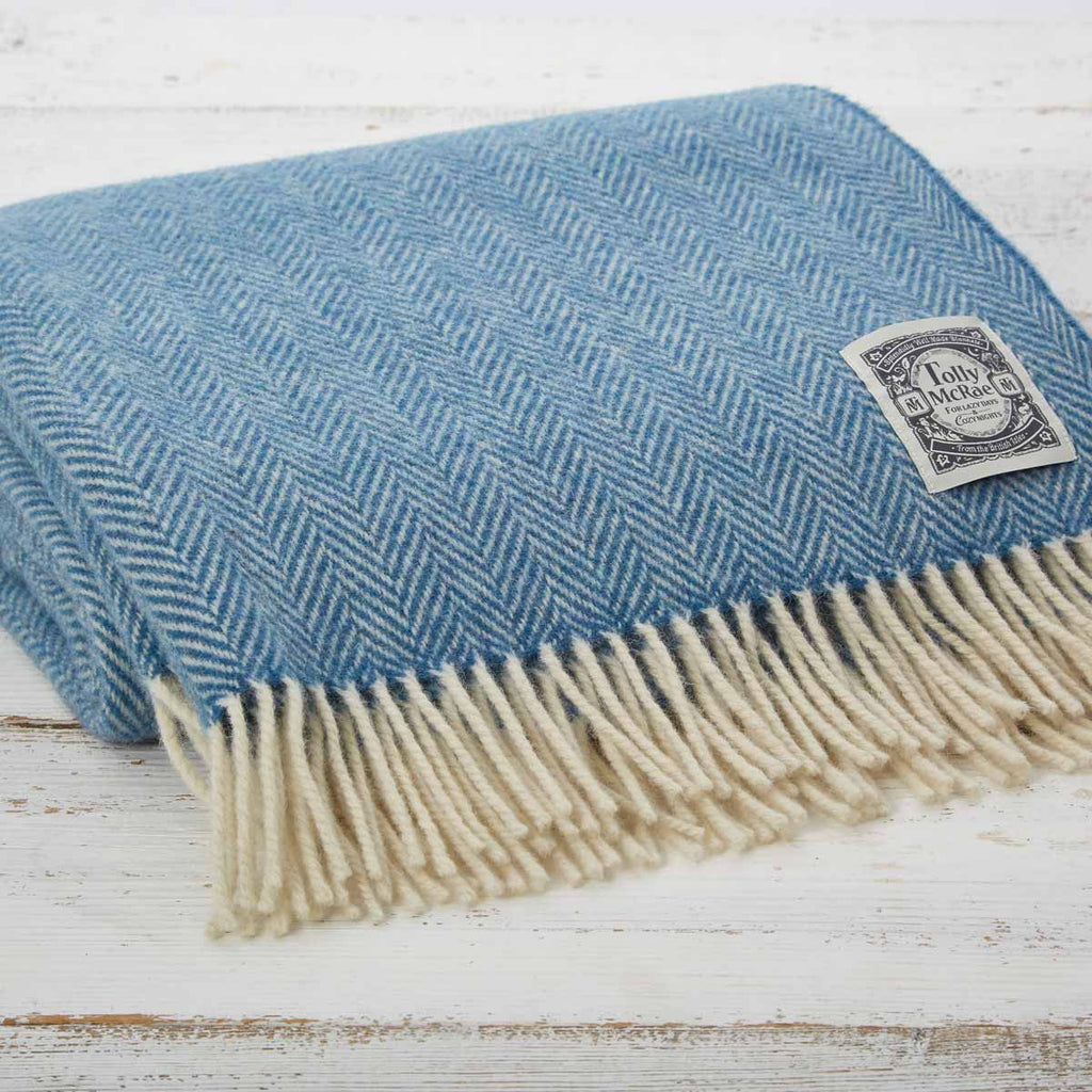 Cornish Blue Wool Throw - Tolly McRae