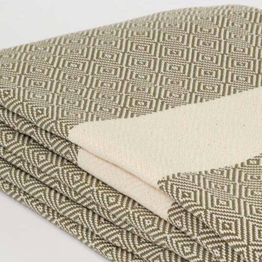 Olive Green Cotton Throw XL - Tolly McRae