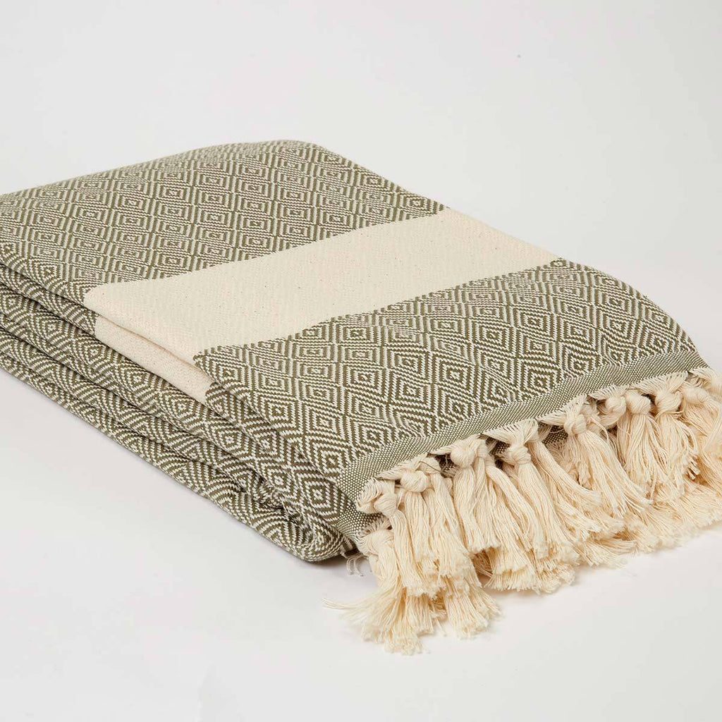 Olive Green Cotton Throw XL - Tolly McRae
