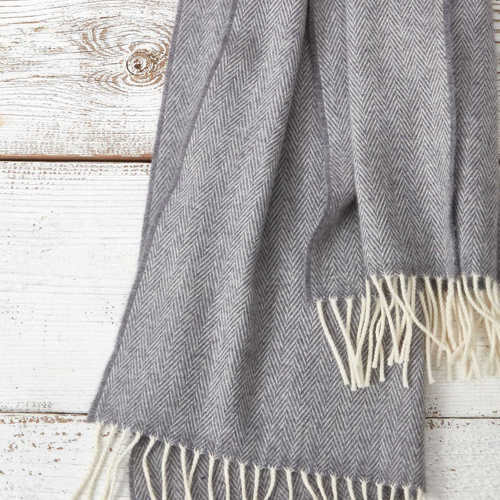 Large Cashmere Mix Scarf - Soft Grey - Tolly McRae