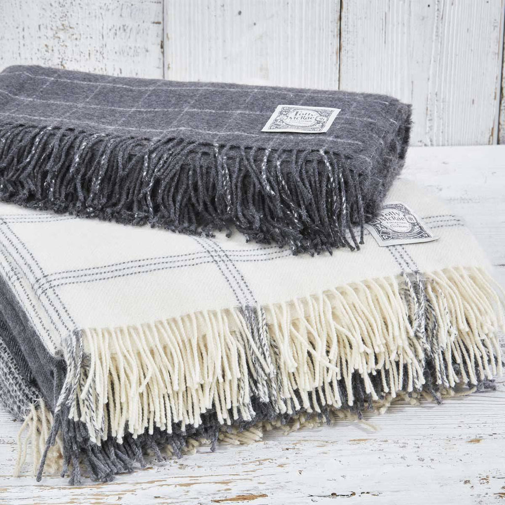 Cashmere Mix Throw Charcoal Check - Tolly McRae