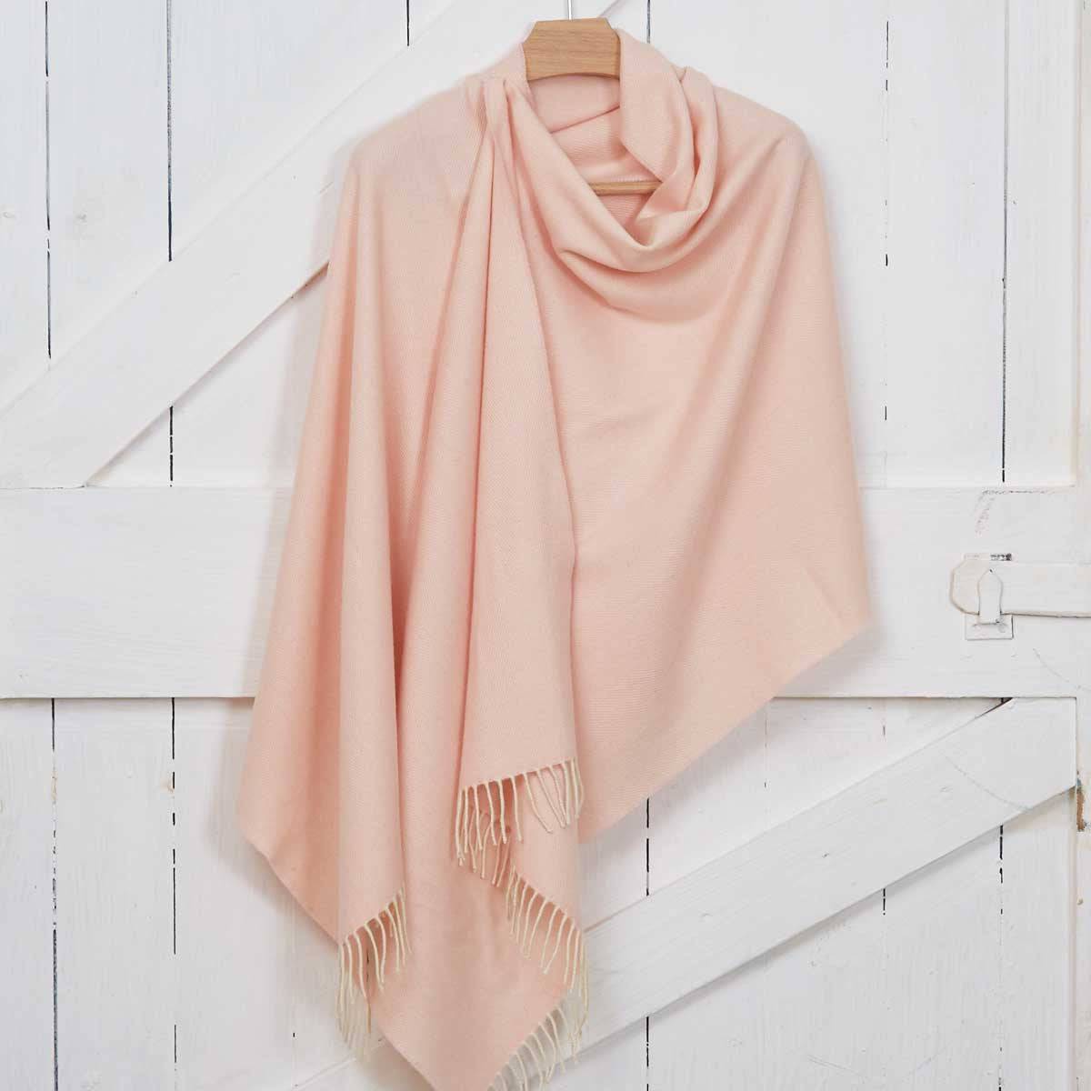 Blush Pink Cashmere Mix Wrap Pashmina Blanket Scarf Cashmere