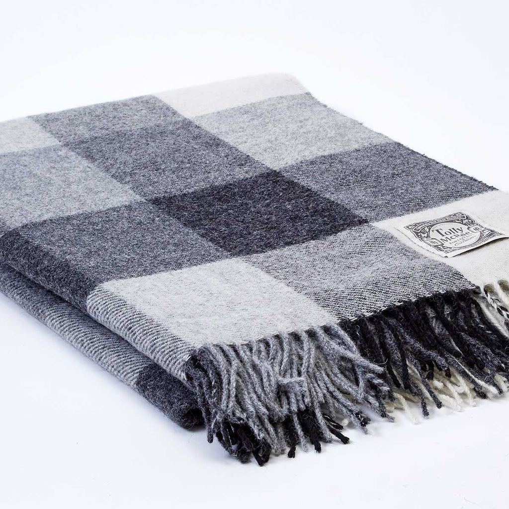 Black and White Checked Wool Throw - Tolly McRae