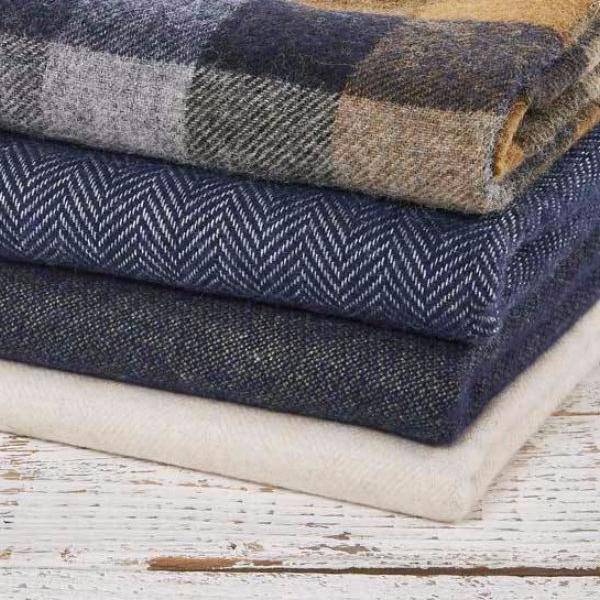 Navy Blue and Sage Super Soft Merino Reversible Throw - Tolly McRae