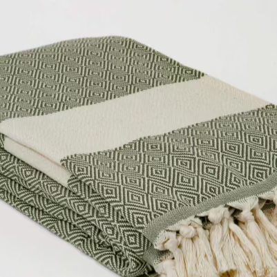 Olive Green Cotton Throw XL - Tolly McRae Limited