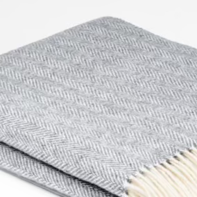 Grey Herringbone Wool Throw - Tolly McRae Limited